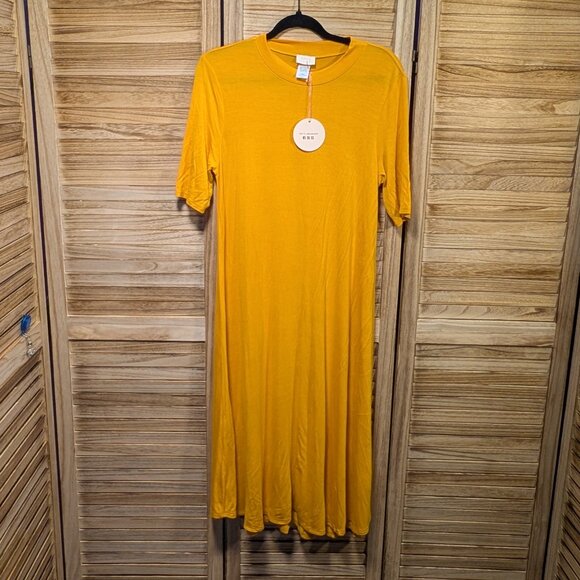Dresses & Skirts - Vibrant Yellow (Mustard) Rayon/Spandex Maxi Dress Size Large NWT